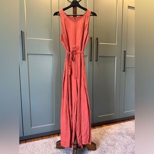 Rachel Zoe Rust 100% Linen Jumpsuit Size 8